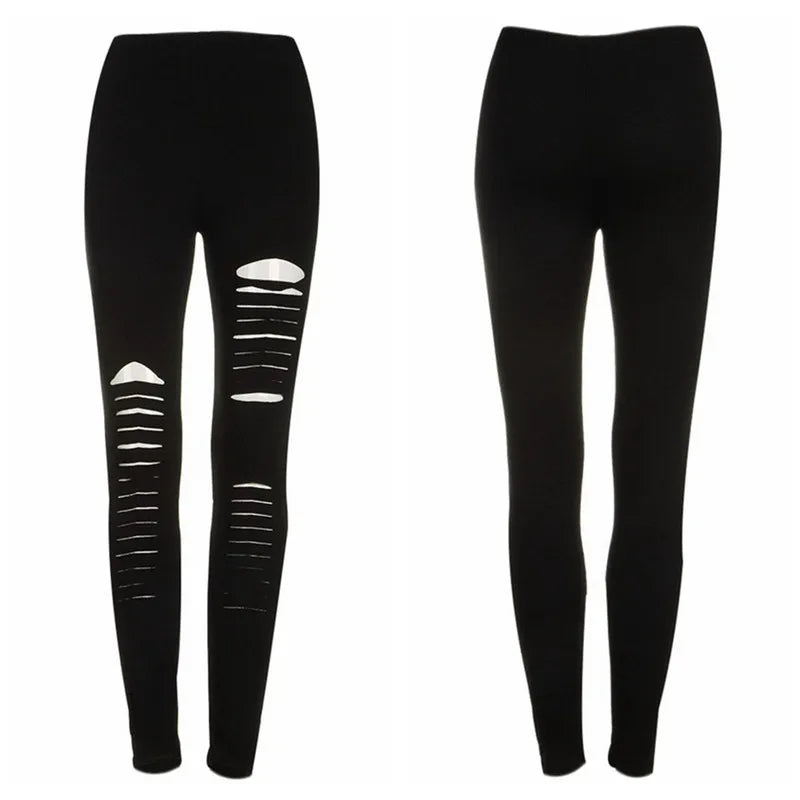 Torn Slashed Cut Striped Pant