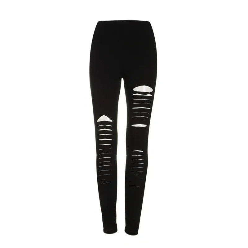 Torn Slashed Cut Striped Pant