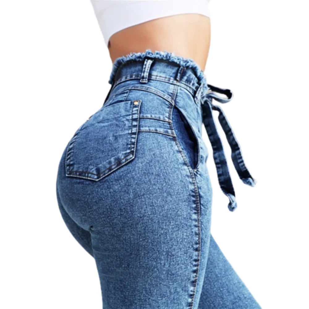 Belted High Waist Skinny Jean