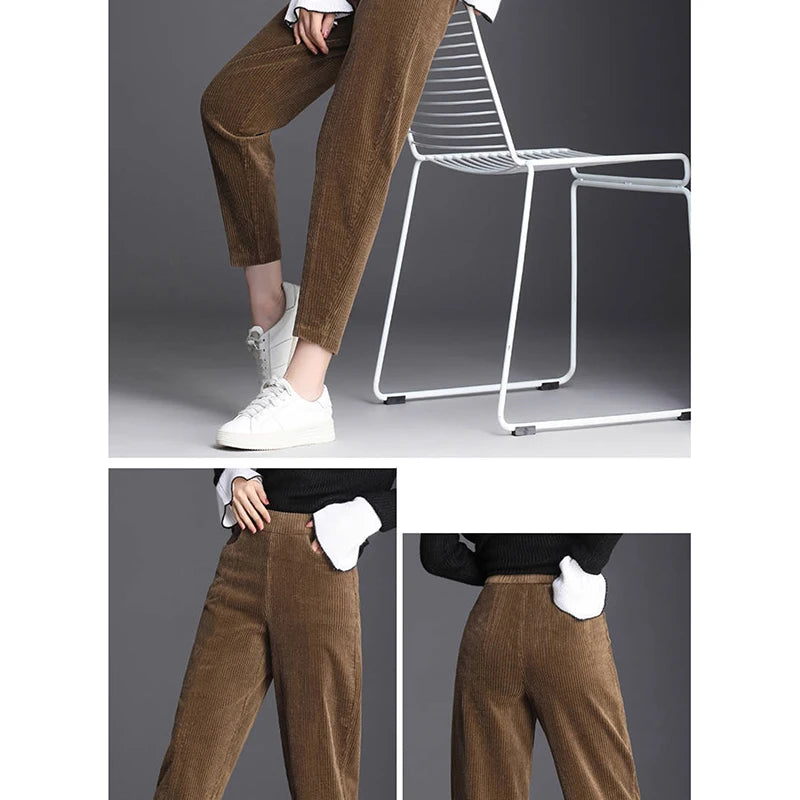 Women Plush Corduroy Warm Pant