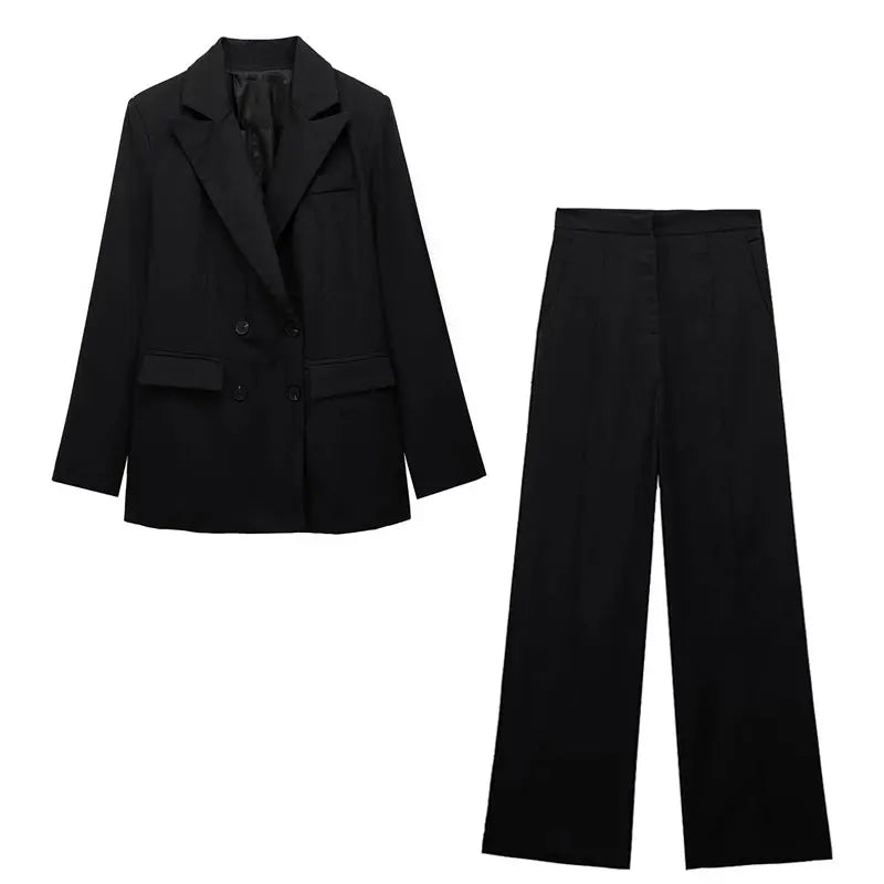 Women Elegant Blazer Vest Pant Set