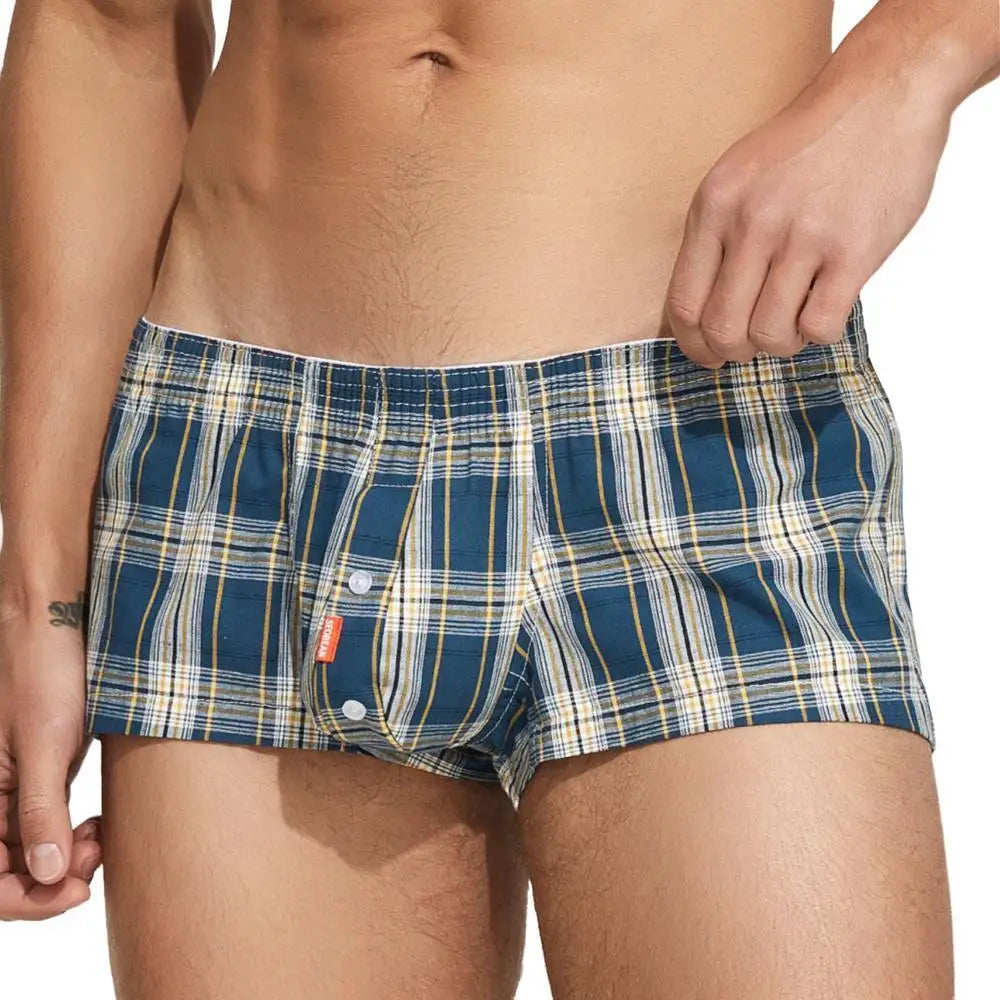 Men Underwear Plaid Boxer Short