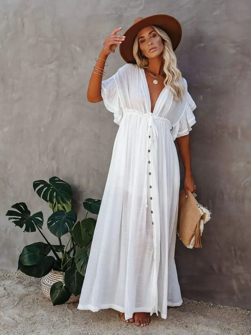 Lace Up Anti-Sun Swim Dress