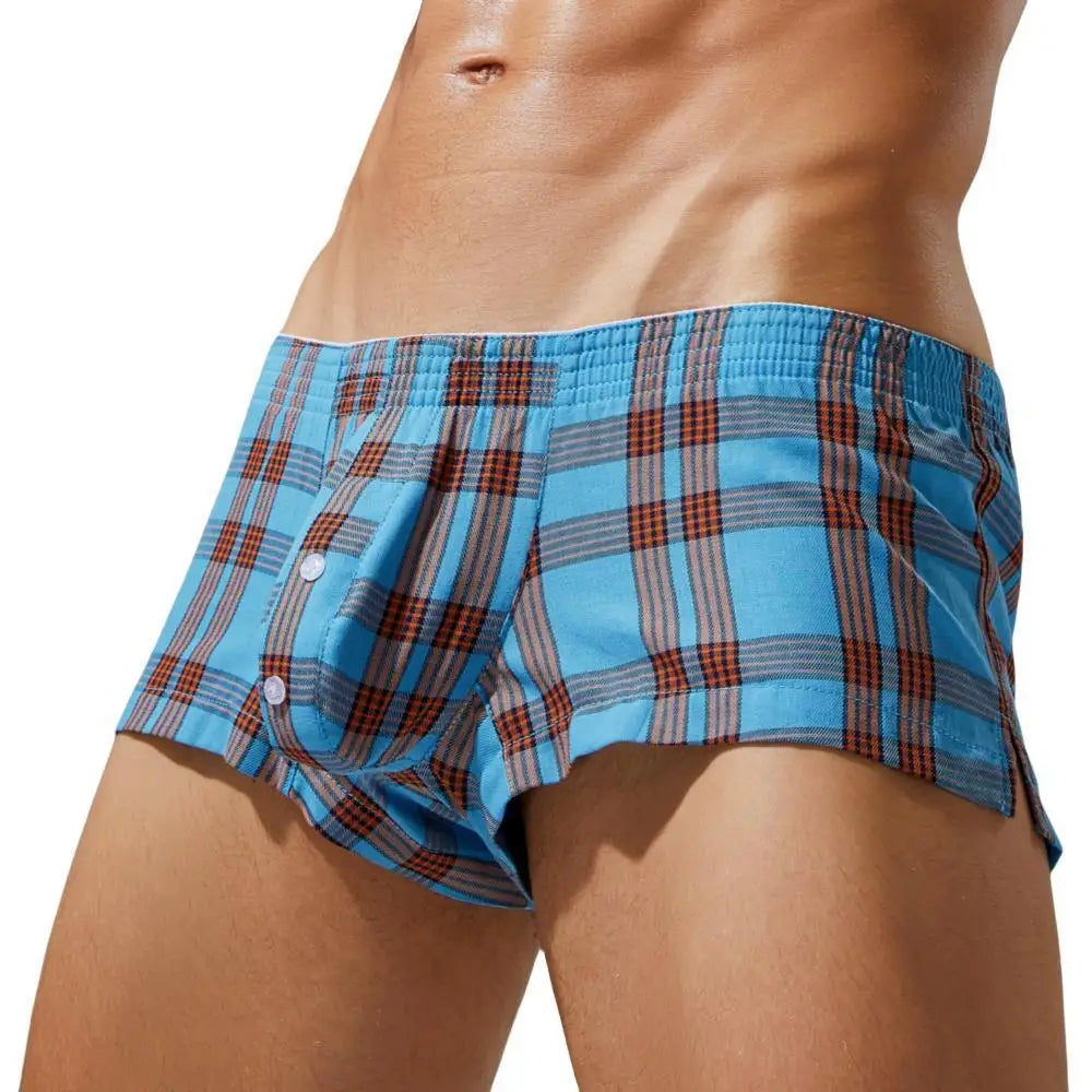 Men Underwear Plaid Boxer Short