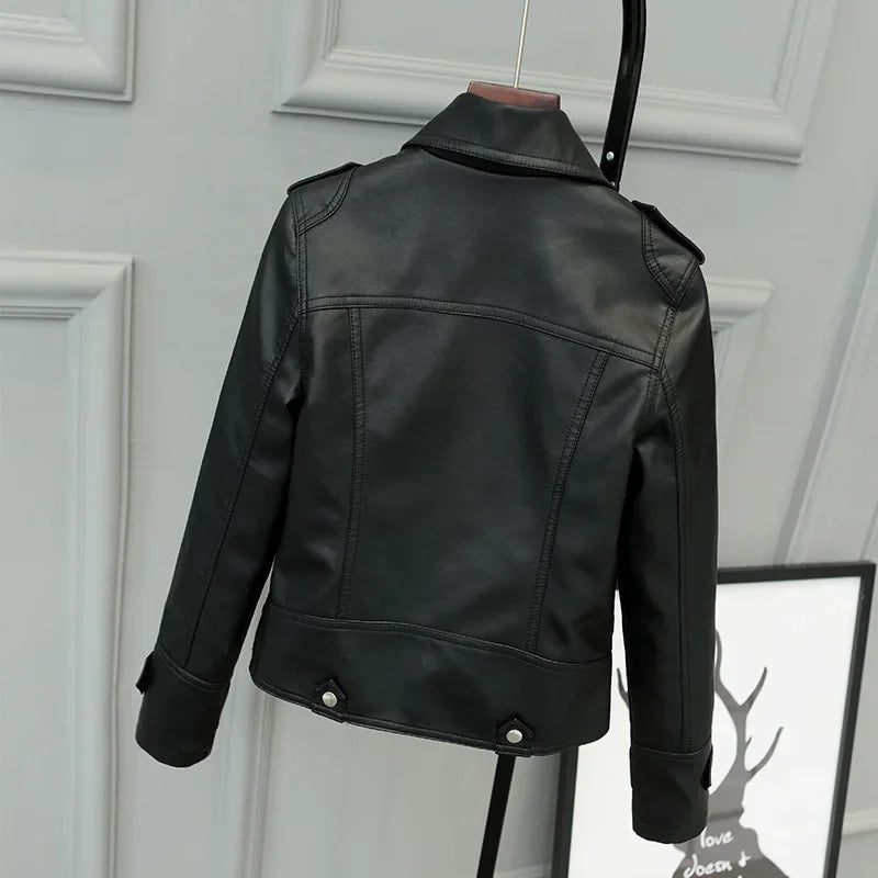 Women Slim PU Leather Jacket