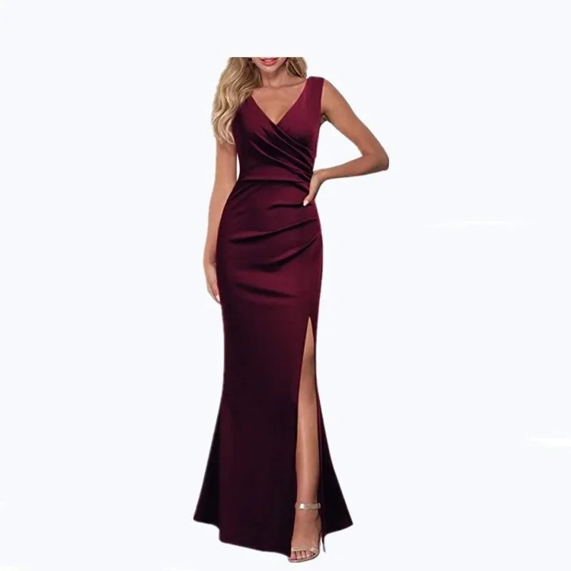 Women V-neck Sleeveless Maxi Dress