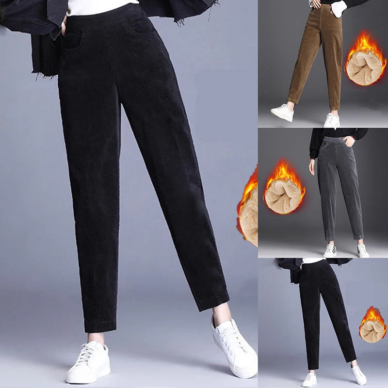 Women Plush Corduroy Warm Pant