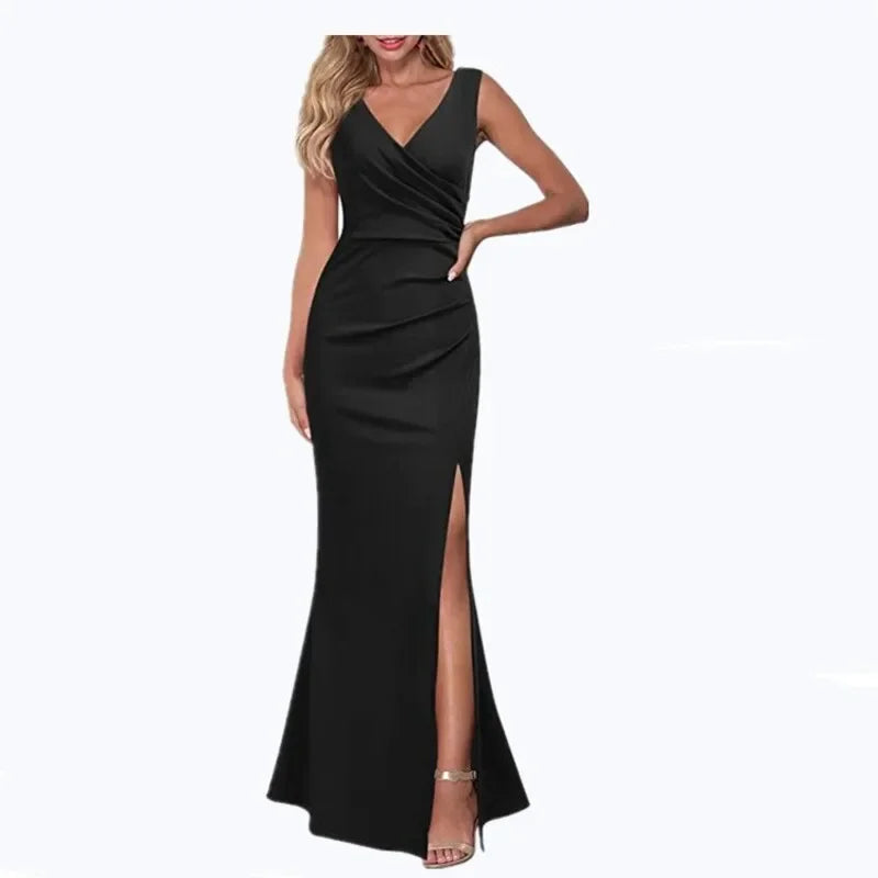 Women V-neck Sleeveless Maxi Dress