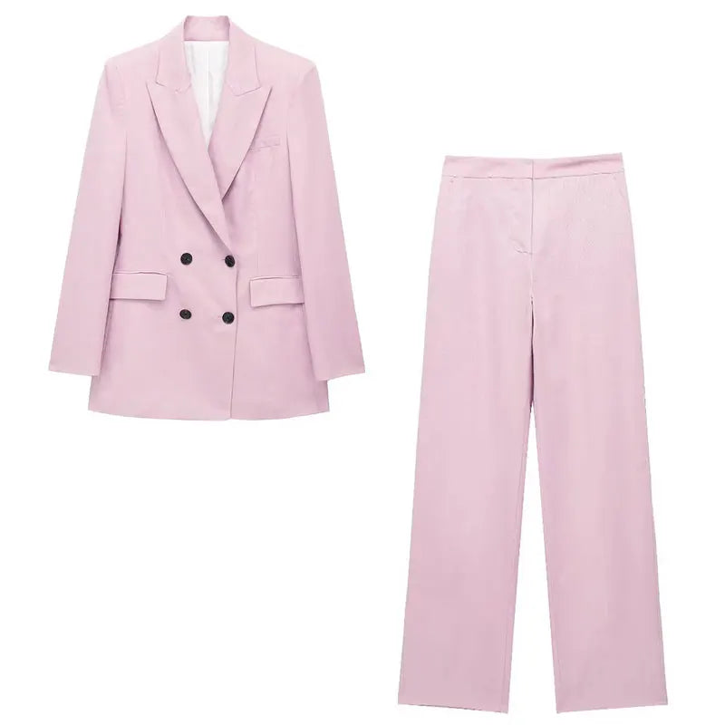 Women Elegant Blazer Vest Pant Set