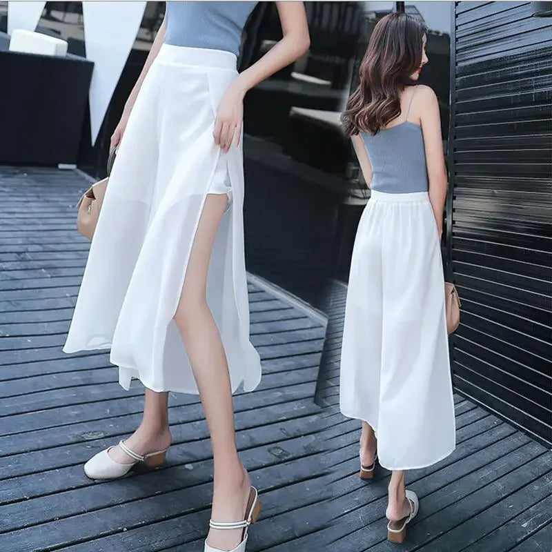 Women Sweet Slim Chiffon Capris Skirt