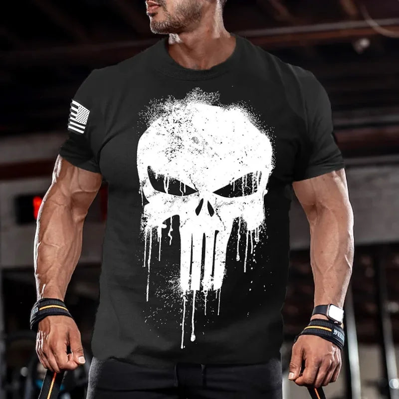 3D Print Military Patriotic Skull T shirt