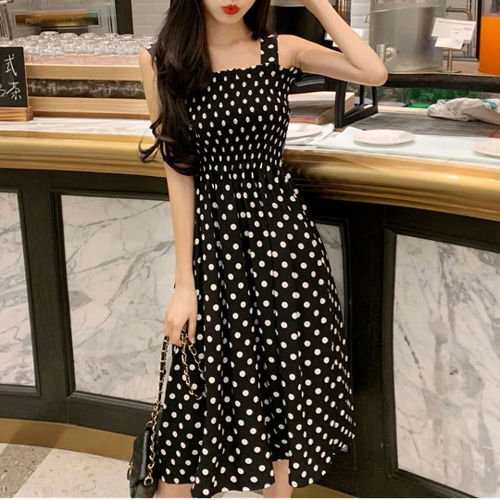 Loose Polka Dot Shoulder Dress