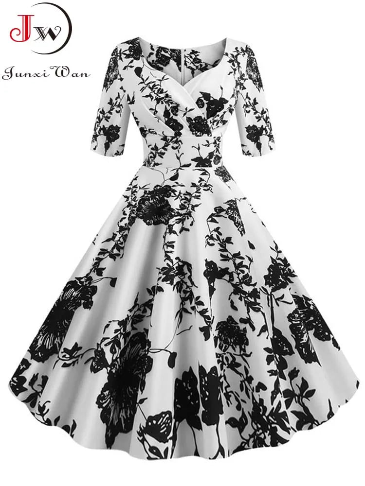 Half Sleeve Floral Print Dress