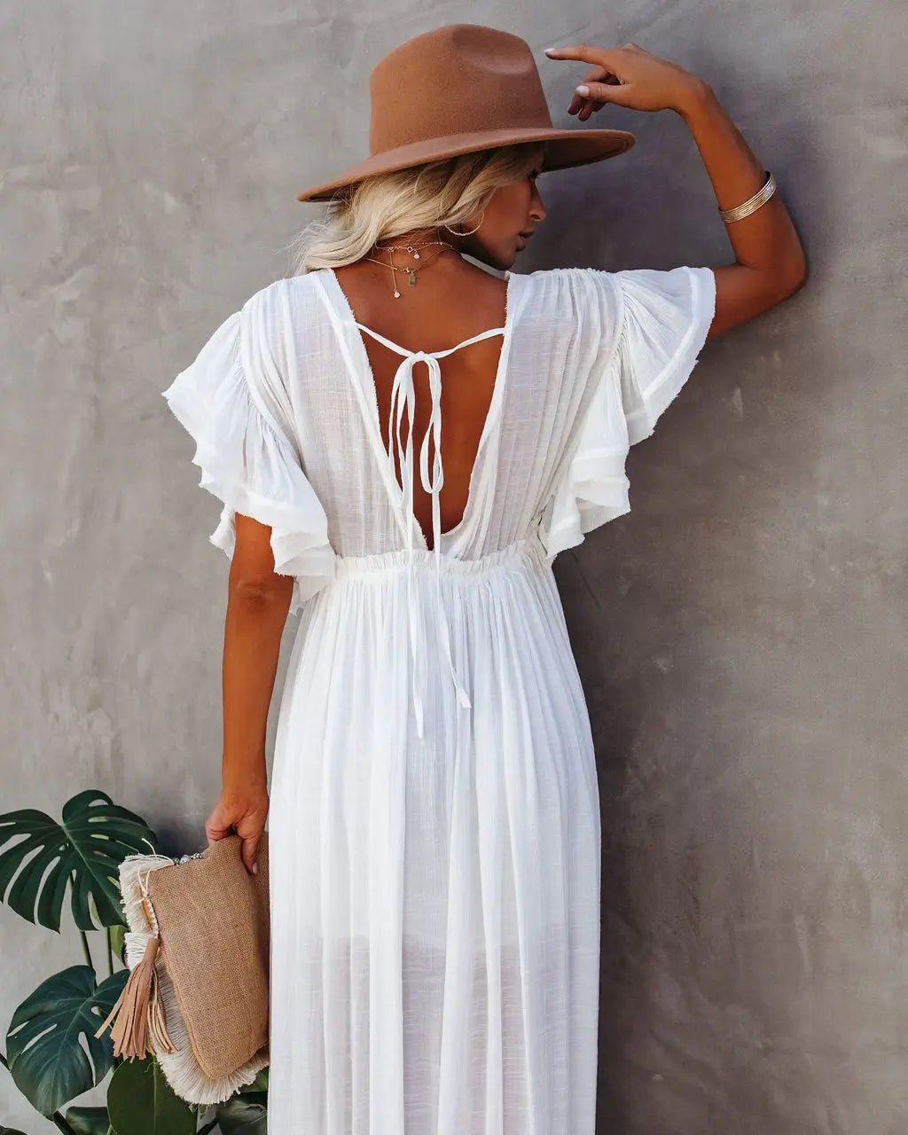 Lace Up Anti-Sun Swim Dress