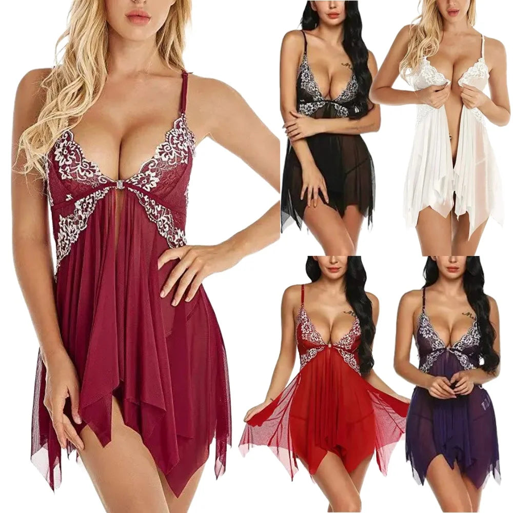 Women Erotic Lingerie Front Night Dress