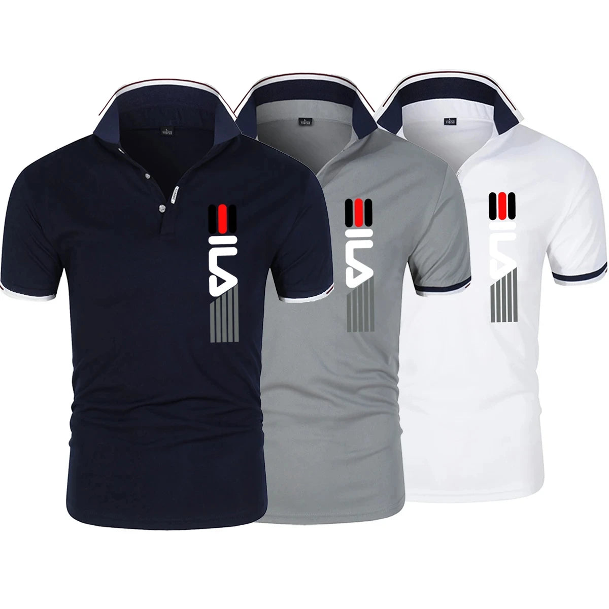 Men Lapel Anti-pillin Polo Shirt