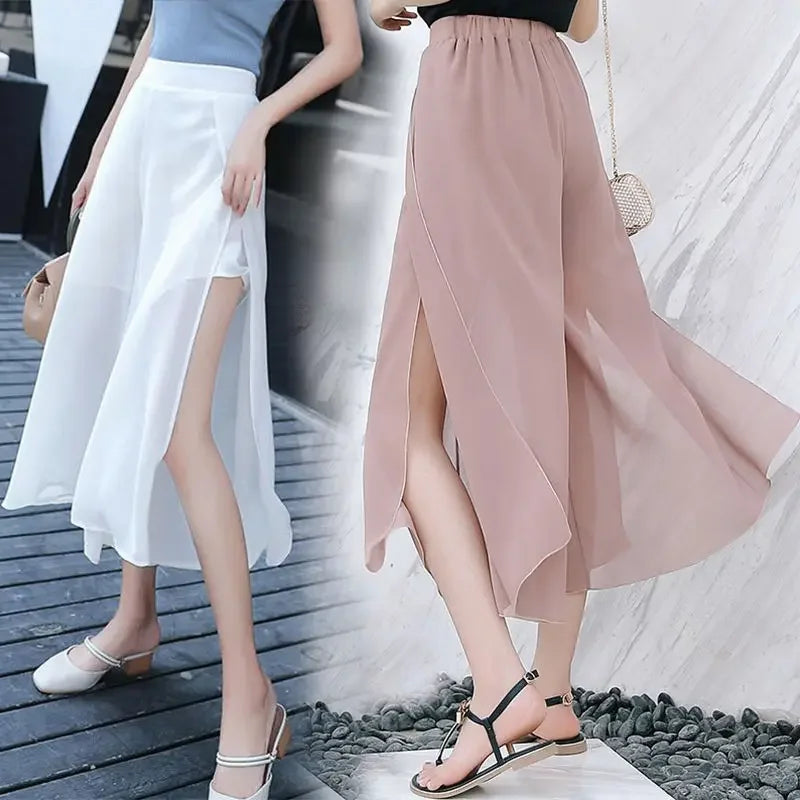 Women Sweet Slim Chiffon Capris Skirt