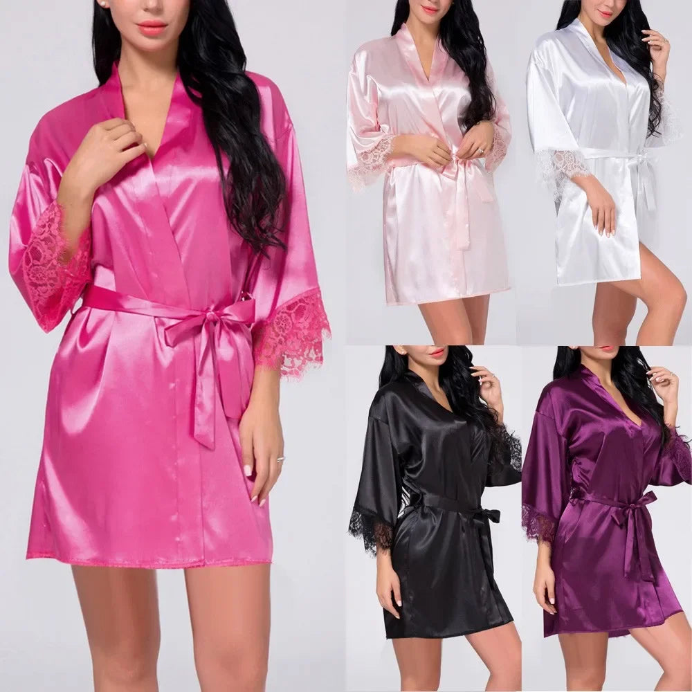 Women Lingerie Satin Robes Nightdress