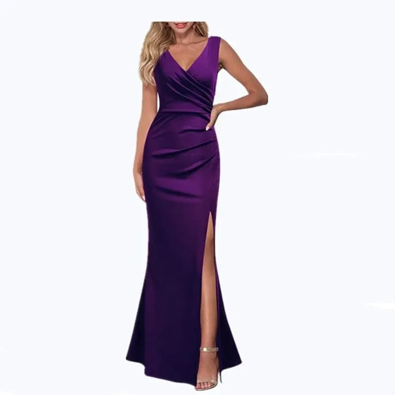 Women V-neck Sleeveless Maxi Dress