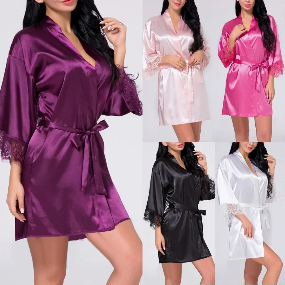 Women Lingerie Satin Robes Nightdress