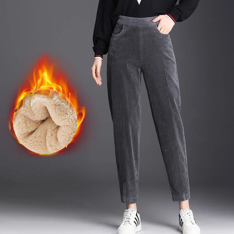 Women Plush Corduroy Warm Pant