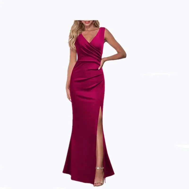 Women V-neck Sleeveless Maxi Dress