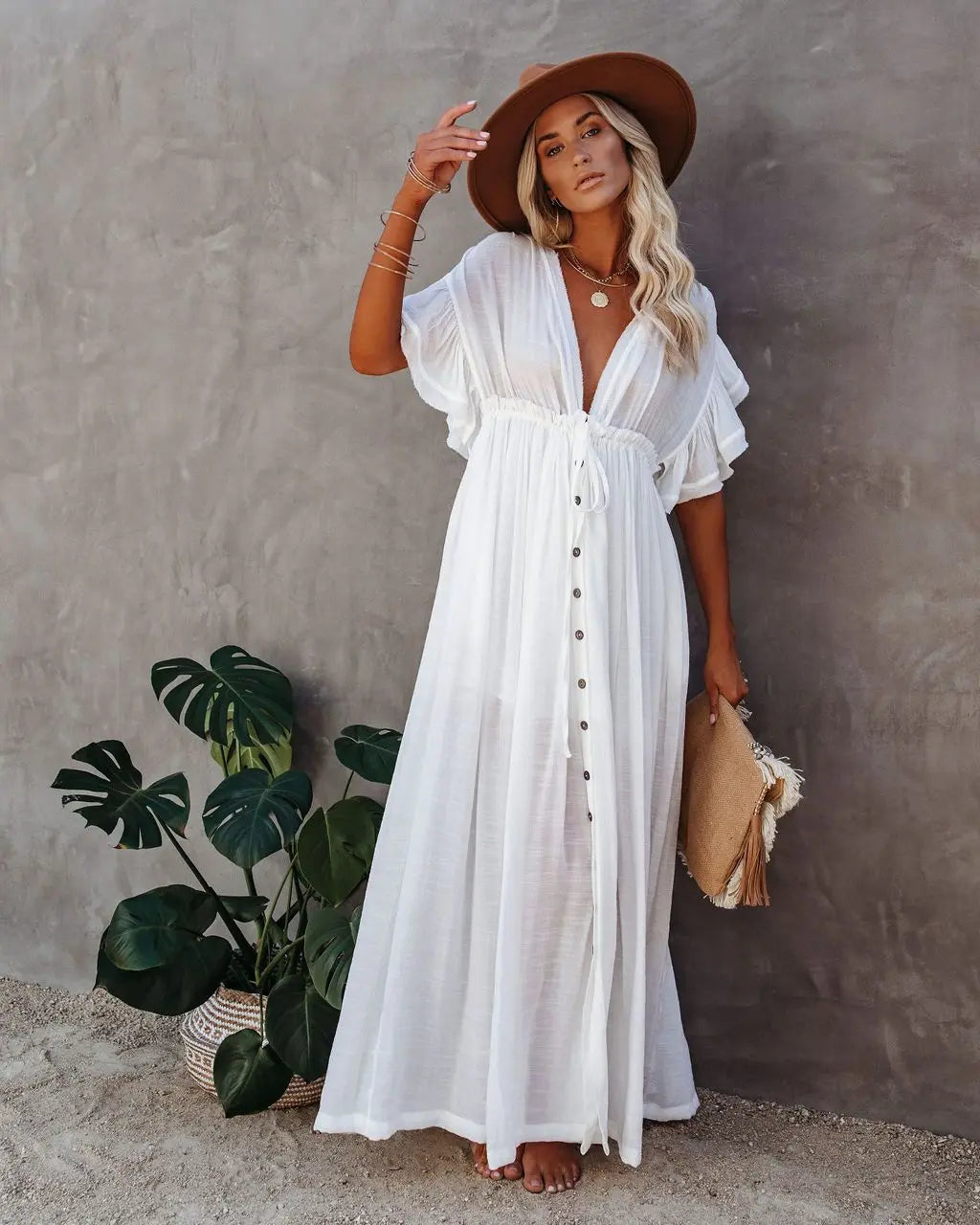 Lace Up Anti-Sun Swim Dress