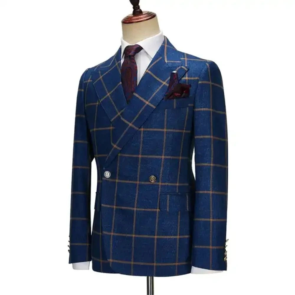 Fashion Plaid Peak Lapel suit