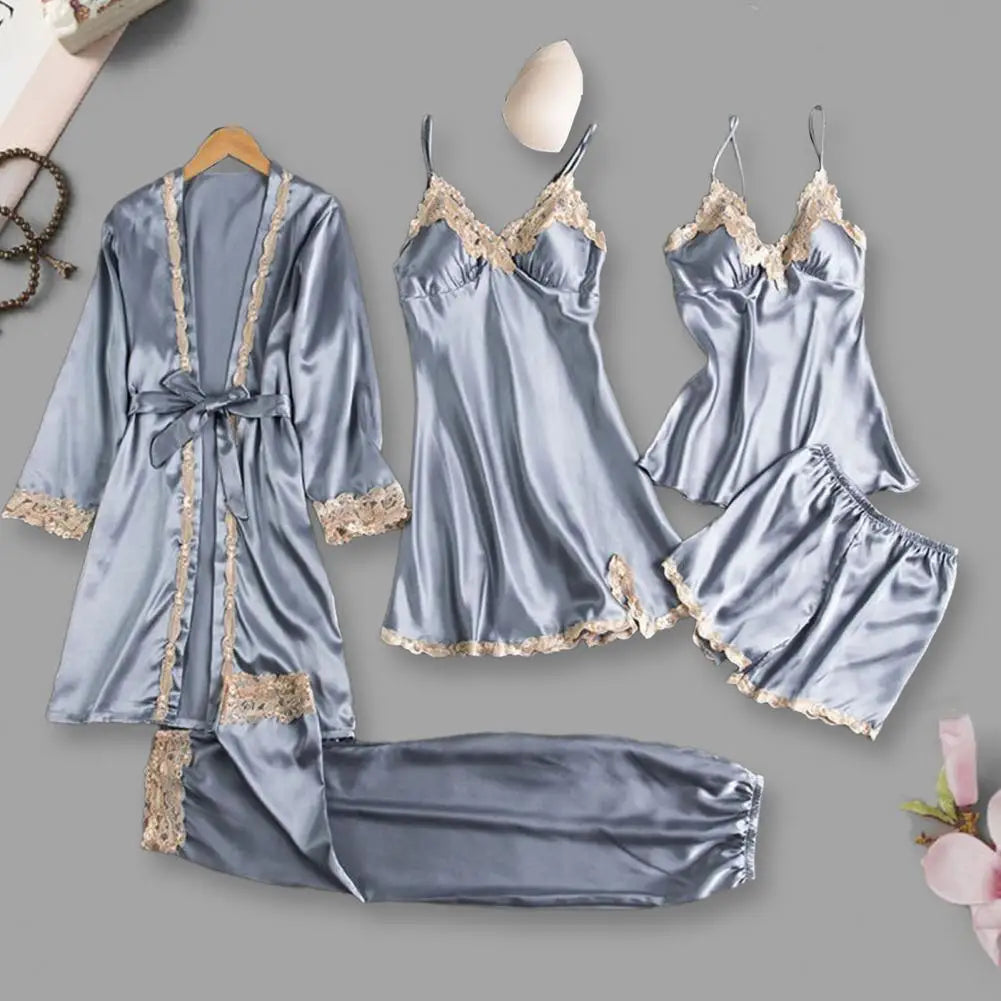 Elegant Satin Lace Pajama Set