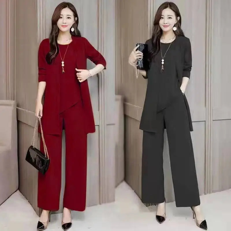 Wide Lady Slimming Three-Piece Suit