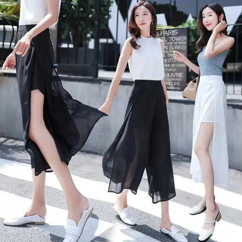 Women Sweet Slim Chiffon Capris Skirt