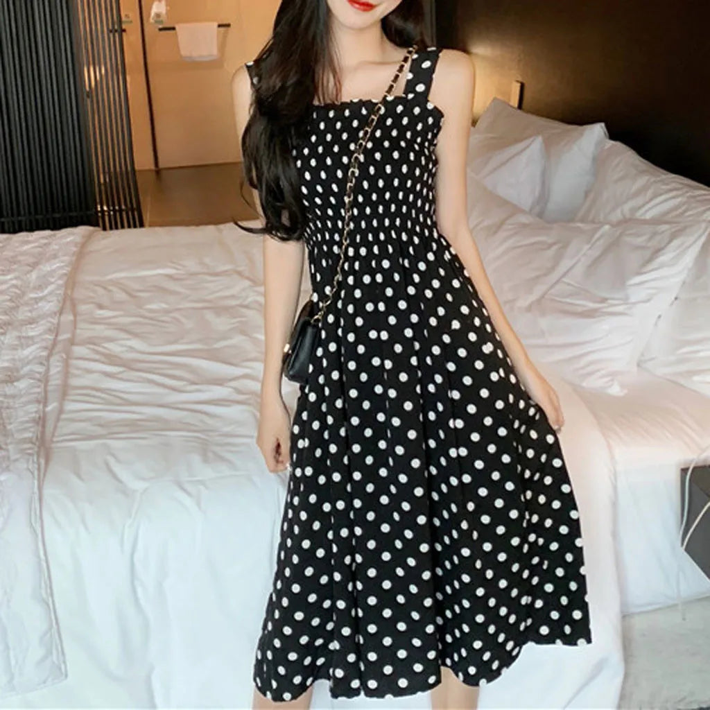 Loose Polka Dot Shoulder Dress