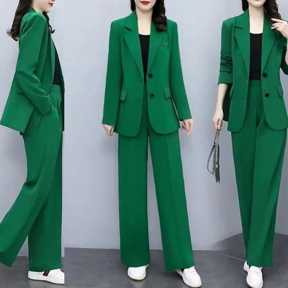 Women Lapel Button Business Suit