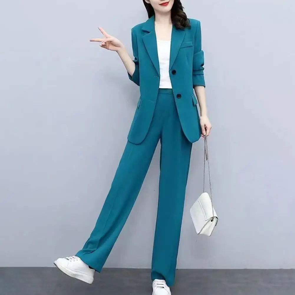 Women Lapel Button Business Suit