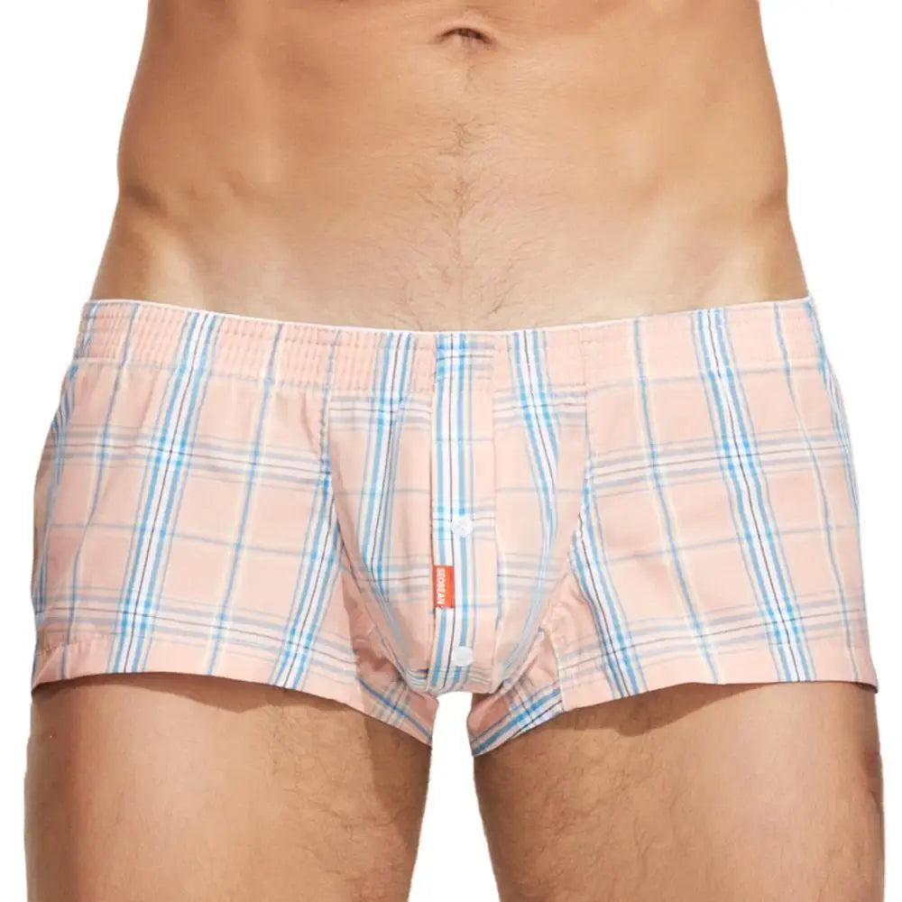 Men Underwear Plaid Boxer Short