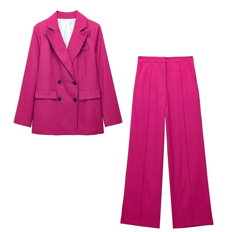 Women Elegant Blazer Vest Pant Set