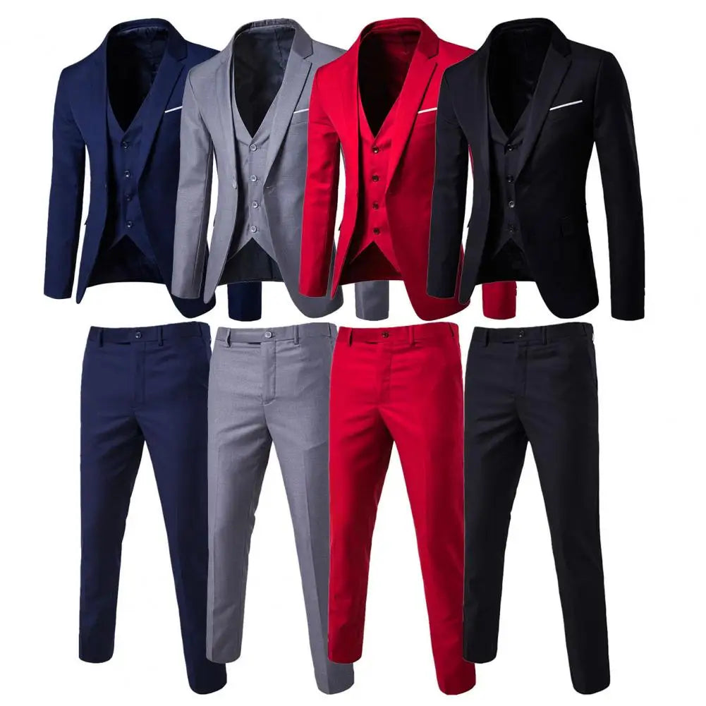 Men Wedding Blazer Vest Pants Suit