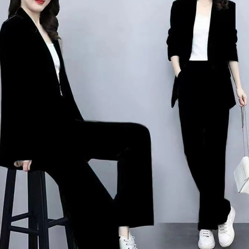 Women Lapel Button Business Suit