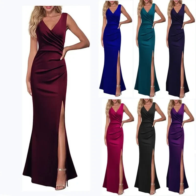 Women V-neck Sleeveless Maxi Dress