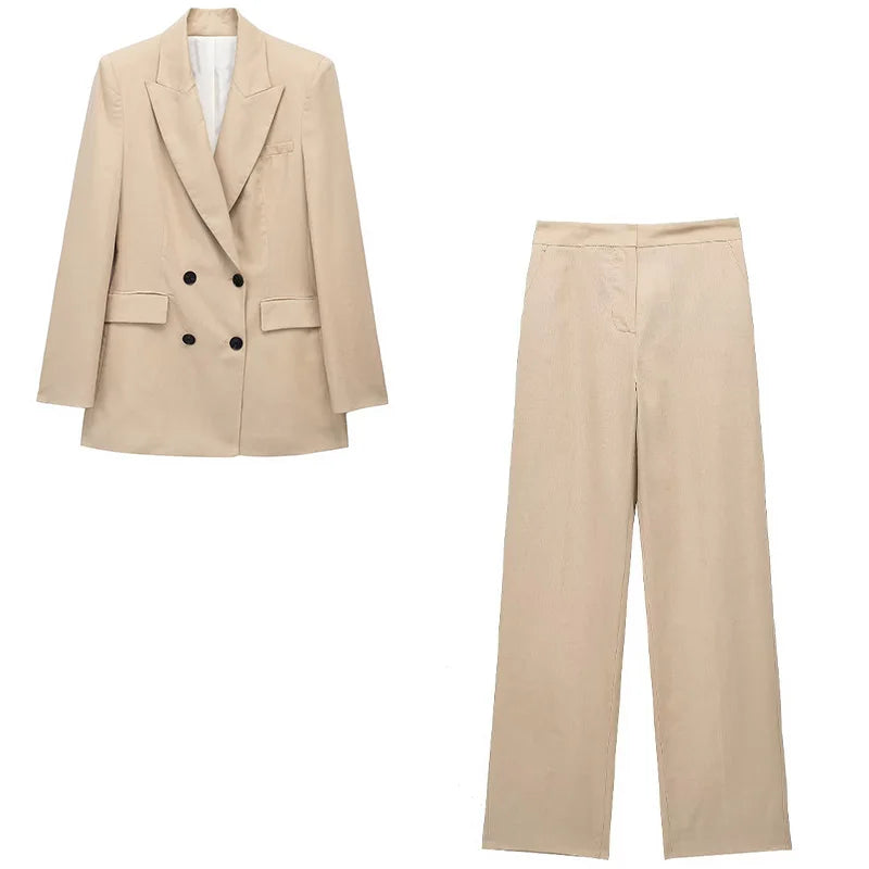 Women Elegant Blazer Vest Pant Set