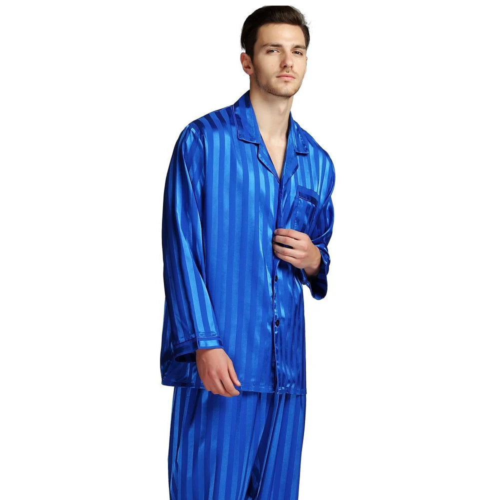 Men Silk Satin Pajamas Set